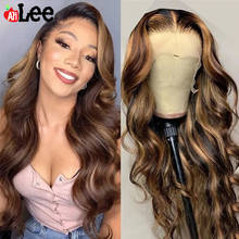 AliLee 13x4 Highlight Colored Human Hair Lace Front Wigs Pre Plucked Ombre Body Wave Peruvian Remy Body Wigs For Women 2024 - buy cheap