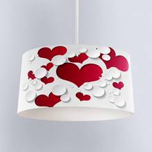 Mais branco vermelho romântico corações amor digital lustre de tecido impresso abajur de tambor abajur chão teto pingente luz sombra