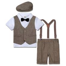 Baby Wedding Suit Boys Gentleman Outfit Infant Baptism Tuxedo Toddler Birthday Party Gift Clothing Set Bow Tie Suspender Overall 2024 - buy cheap