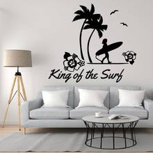 Pegatina de pared King Of Surf, calcomanía deportiva para surfear, decoración artística para el hogar, A003112 2024 - compra barato
