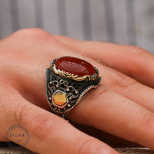 925 Silver Ring With Agate Stone. Men's Jewelry Stamped Silver Stamp 925 All sizes are available 2024 - buy cheap