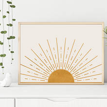 Sunburst ilustración impresión mediados siglo moderno arte de la pared decoración Boho sol abstracto póster en lienzo de estilo nórdico pintura dormitorio Casa Decor 2024 - compra barato