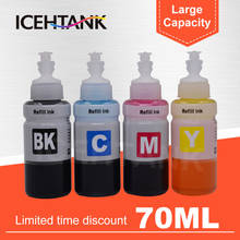 ICEHTANK-Kit de recarga de tinta para impresora Epson, botella de tinta de 70ml, para T6641, T6642, T6643, T6644, L800, L805, L810, L850, L1800 2024 - compra barato