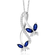 Enes Store Infinity Diamond Pattern Sapphire Cubic Zirconia Butterfly Silver Necklace 2024 - buy cheap