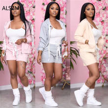 2020 new fashion u neck long sleeve cardigan and hot short 2 pieces set casual lady fashion tracksuits 2024 - buy cheap