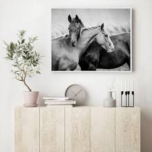 Pintura de lona de cavalo selvagem, poster fotográfico preto e branco, estilo boho, arte de parede, pintura de animal, decoração de casa, fazenda 2024 - compre barato