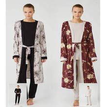 Женский длинный халат, пижамный комплект, 3 предмета, рисунок, крутая мягкая домашняя Удобная стильная одежда Размеры S M L XL XXL 2024 - купить недорого