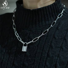 Gly2u punk chain com colar de bloqueio para mulheres homens steampunk cadeado pingente colares collier melhor casal jóias presente 2024 - compre barato