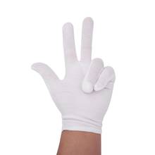 Белые хлопковые перчатки для страхования труда, косметика, увлажняющие перчатки для проверки ювелирных изделий и монет, перчатки для этикета с бусинами, 6 комплектов 2024 - купить недорого