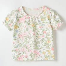 Camiseta de flores para niñas, 100% algodón de calidad, ropa para bebé, camiseta para niños, camisetas de manga corta para niños 2024 - compra barato
