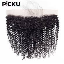Extensiones de cabello humano brasileño, accesorio rizado de 13x4, con encaje predespuntado Frontal, con pelo de bebé, Remy, Color Natural 2024 - compra barato