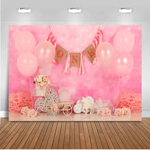 Photography backdrop 1st birthday theme newborn baby portrait pink wall balloons background for photo studio one birthday party 2024 - buy cheap