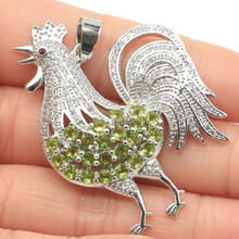 48x36mm 2020 New Arrival Rooster Created Green Peridot Tourmaline Gift For Ladies Wedding Silver Pendant 2024 - buy cheap