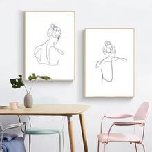 Female Line Drawing Art Canvas Painting Abstract Nude Woman Back Print Scandinavian One Line Sketch Minimalist Poster Home Decor 2024 - buy cheap