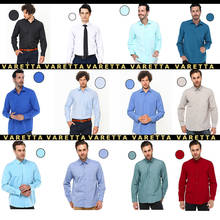 Camisas masculinas sólidas de algodão de manga longa casual luz azul camisas para homens nova turn down magro causal camisas de alta qualidade 2021 2024 - compre barato