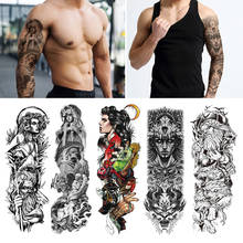 Временные татуировки на всю руку, большие размеры, скелет смерти лисы, Переводные татуировки, наклейки, искусственная татуировка для мужчин, женский боди-арт, боди-арт для мужчин, боди-арт 2024 - купить недорого