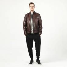 Jaqueta masculina de couro legítimo, casaco de couro jaqueta masculina de couro legítimo quente para motocicleta, tamanho grande, camurça 2024 - compre barato