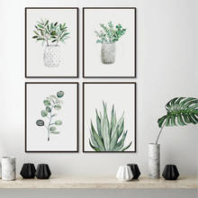 Pintura plantas verdes de eucalipto, posteres e impressões modernas, minimalistas, arte de parede, quadros, pintura botânica, sala de estar, quarto, decoração de casa 2024 - compre barato