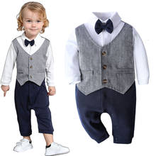 Newborn Baby Boy Formal Suit Infant Wedding Birthday Outfit Toddler Gentleman Romper Party Gift Tuxedo Clothes Set 2 pcs 2024 - buy cheap