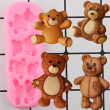 Moldes de silicone de urso para topper de cupcake, moldes de fondant, ferramentas de decoração de bolo de aniversário de bebê, argila para doces, moldes de pasta de chocolate 2024 - compre barato