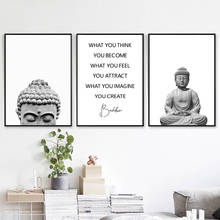 Estatua de Buda, impresión artística de pared Bohemia, póster en blanco y negro, regalo de Yoga, pintura artística en lienzo, imagen de pared de Buda para decoración de sala de estar 2024 - compra barato