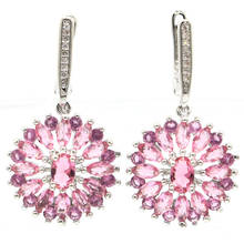 35x19mm New Statement Jewelry for Women Silver Earrings Created Pink Tourmaline Zircon Fashion Eye Catching 2024 - buy cheap