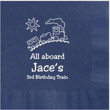 Personalized Napkins  Child's Train Choo Choo All Aboard Birthday Party Custom Printed Monogram Beverage Luncheon Dinner Towel 2024 - buy cheap