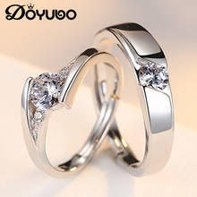 DOYUBO романтические парные кольца из стерлингового серебра 925 пробы прекрасный кубический циркон регулируемый размер роскошные кольца для влюбленных из стерлингового серебра VB236 2024 - купить недорого