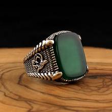 Turkey Jewelry Real Pure 925 Sterling Silver Natural Stone Ring For Men Women High quality Hand Made Fashion Vintage Retro Gift Agate Onyx Zircon Accessory All size 2024 - buy cheap