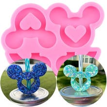 Mouse Straw Topper Silicone Mold Heart Shape Keychain Epoxy Resin Moulds Candy Chocolate Fondant Cake Decorating Tools 2024 - buy cheap