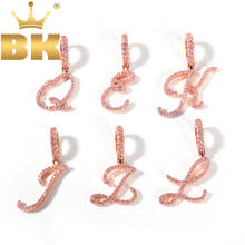 THE BLING KING Custom Cursive Pink Initial Letter A-Z Pendant Necklace Fashion Iced Cubic Zirconia Hiphop Jewelry Best Gift 2024 - buy cheap