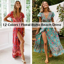 Stylish Women Vintage  V Neck Dress Summer Boho Floral Paisley Print Lady Holiday Beach Casual Fashion Sweet A-line Midi Dress 2024 - buy cheap