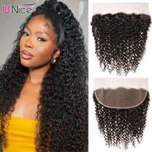 Unice Hair 13x4 Lace Frontal Brazilian Virgin Hair Curly Frontal 100% Curly Human Hair Lace Frontal Closure Pre plucked 2024 - buy cheap