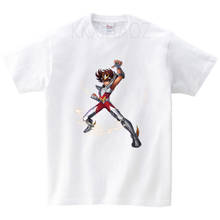 Детская футболка с забавным принтом золотого цвета в стиле аниме, детские футболки с коротким рукавом и мультяшным принтом для мальчиков, известная брендовая футболка 2024 - купить недорого