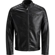 Jack & Jones Men 'S Jcorocky Jacket Noos new men LEATHER JACKETS autumn casual motorcycle PU Jacket Biker leather coats brand clothing 2024 - buy cheap