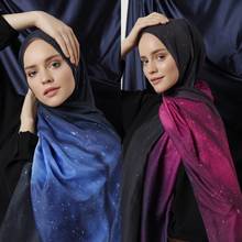 Bufanda con estampado de galaxia para mujer musulmana, Hijab de microfibra 100, Jersey elástico, chal, Turbante islámico, pañuelo para la cabeza 2024 - compra barato