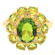 18x17mm SheCrown Lovely Cute 4.8g Created Green Peridot White CZ Ladies Daily Wear  14k Gold Silver Rings 2024 - buy cheap