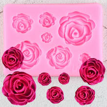Moldes de silicona con flor rosa para decoración de tartas, moldes de Chocolate, decoración de tartas, Fondant, jabón de arcilla de resina de caramelo 2024 - compra barato