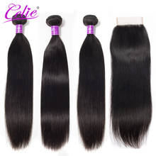 Celie Hair Peruvian Hair Bundles With Closure Straight Hair Bundles With Closure Human Hair Bundles With Closure 2024 - buy cheap