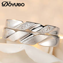 Doyubo romântico 925 amantes de prata esterlina anéis padrão fosco zircão cúbico tamanho ajustável luxo prata casais anéis vb226 2024 - compre barato