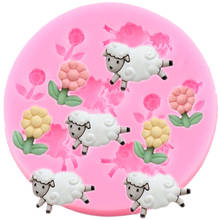 Sheep Flowers Silicone Mold DIY Cupcake Topper Fondant Mould Baby Birthday Cake Decorating Tools Candy Chocolate Gumpaste Mould 2024 - buy cheap