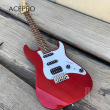 Acepro-Guitarra eléctrica de color rojo metálico, cuerpo de caoba de alta calidad, 6 cuerdas, puente de trémolo, 2 piezas 2024 - compra barato