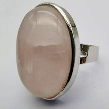Pedra de cristal rosa oval grânulo gem dedo anel jóias tamanho 8-9 x107 2024 - compre barato