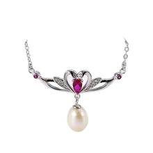 MADALENA SARARA Sterling Silver S925 8mm AAA Freshwater Pearl Pendant Chain Necklace Twice Bird Heart Style Women Necklace 2024 - buy cheap