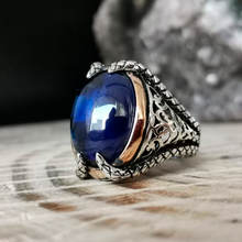 Patterned Snake Design Sterling Silver Ring 925 Real Pure For Men Blue Lapis Stone Handmade Turkish Jewelry 2024 - buy cheap