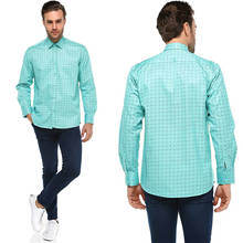 Printed Plaid Polka Dot Men Shirt Long-Sleeved Casual Shirts For Men Regular Green Male Dress Shirts Camisas Masculina varetta 2024 - buy cheap