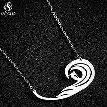 Oly2u Fashion Ocean Wave Pendant Necklace Women Stainless Steel Surfing Necklaces Men Summer Beach Surf Jewelry Sportsman Gifts 2024 - buy cheap