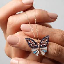 Colgante de plata de ley 925 con cuentas de ojo malvado para mujer, collar de cadena con diseño elegante de mariposa, regalo diario delicado para mujer, joyería de cumpleaños 2024 - compra barato