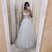Romantic Beach Wedding Dress 2022 Sweetheart Sleeveless Sexy Backless A Line Tulle Bridal Gown White Lace Applique Bride Dress 2024 - buy cheap