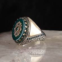 Piedra Ágata verde anillo de Plata de Ley 925 para hombre 2024 - compra barato